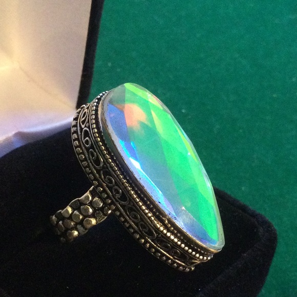Color Change Aqua Aura Quartz Ring - Picture 2 of 11